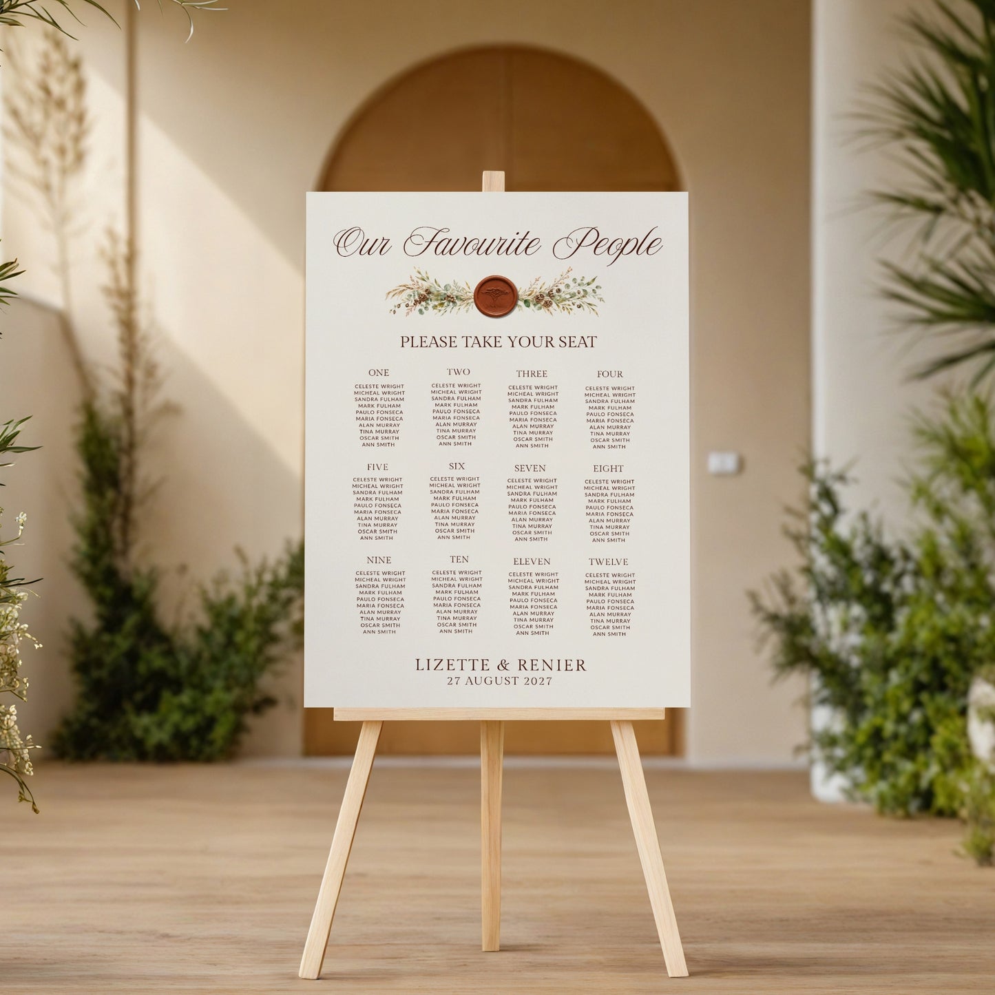 Bushveld Seating Chart Template