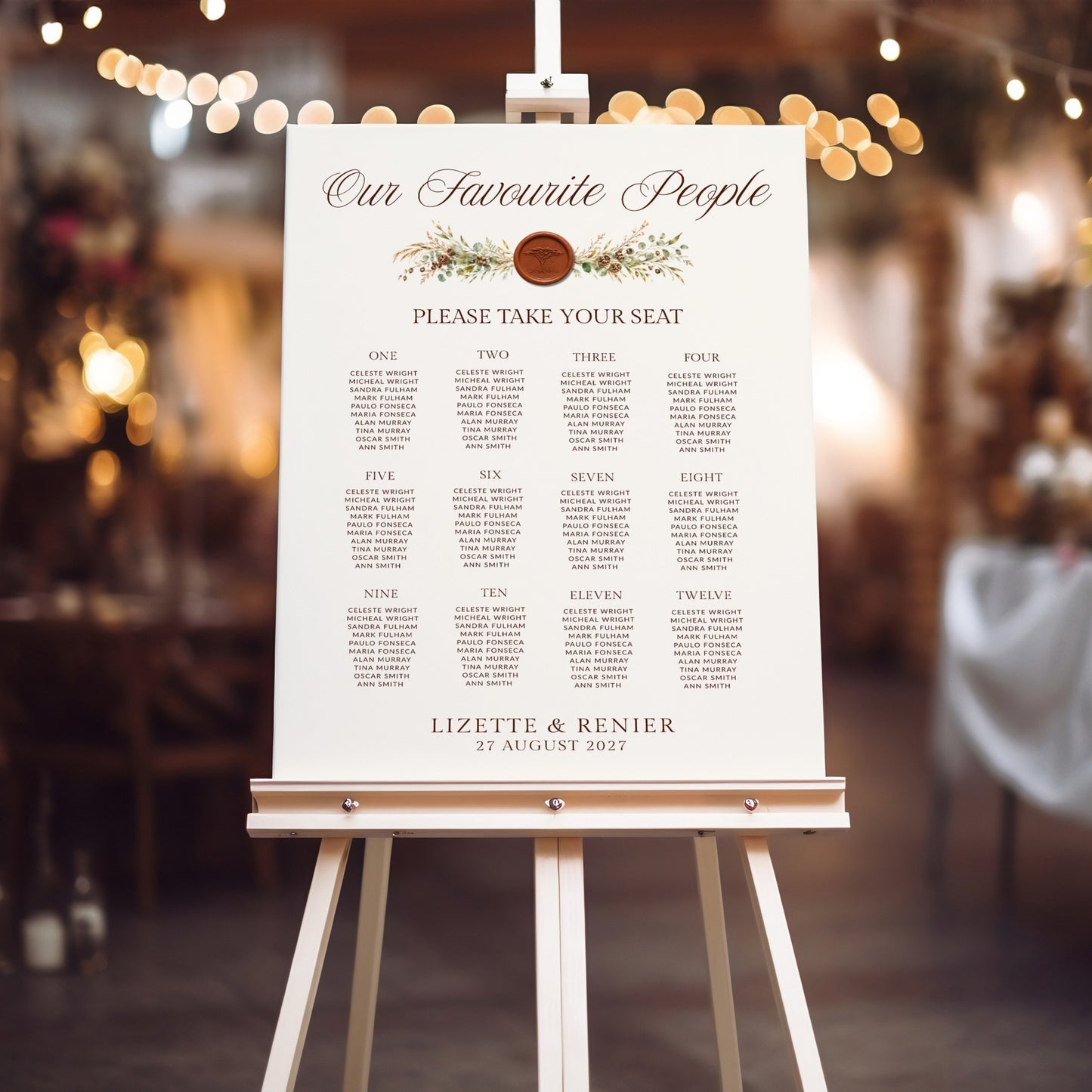 Bushveld Seating Chart Template