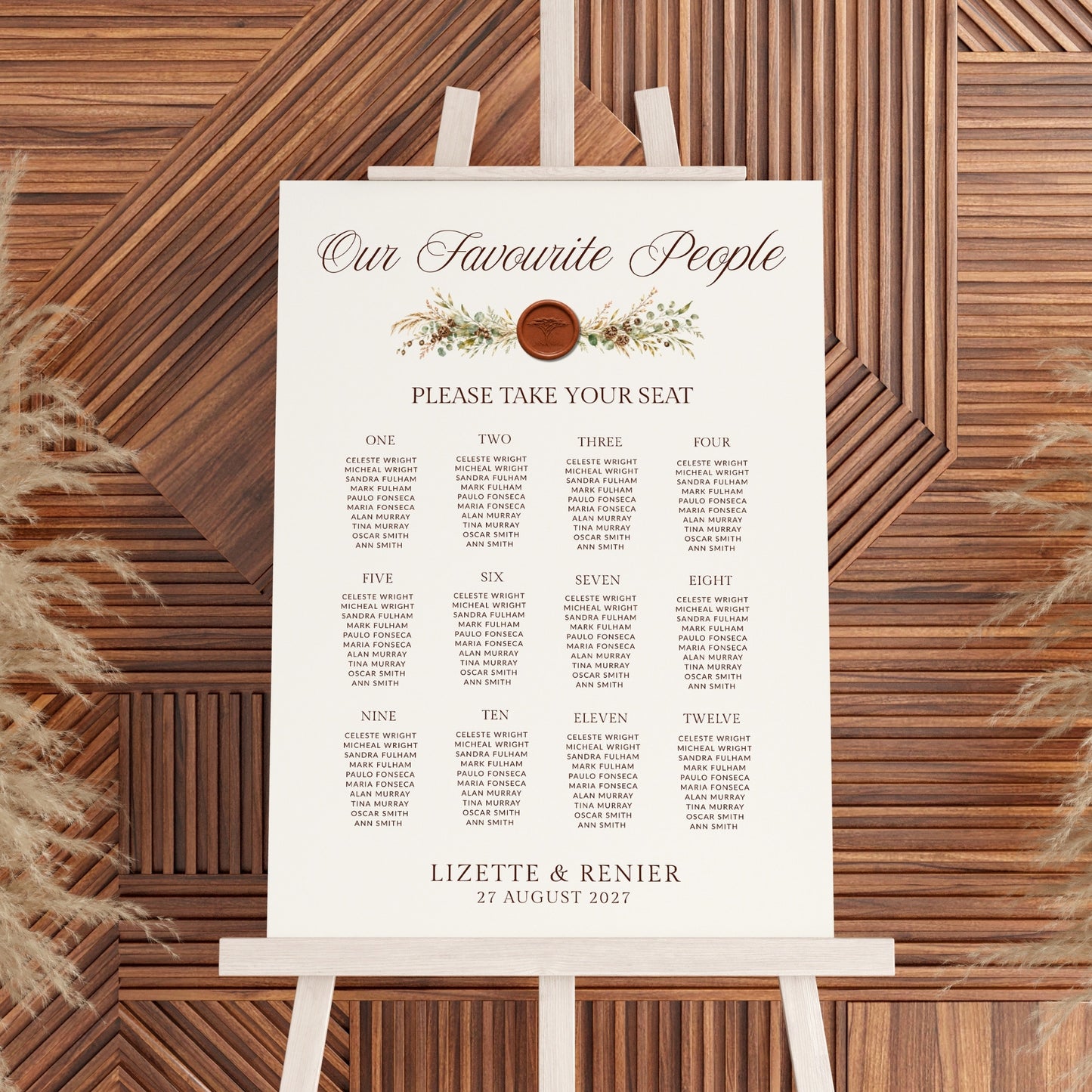 Bushveld Seating Chart Template