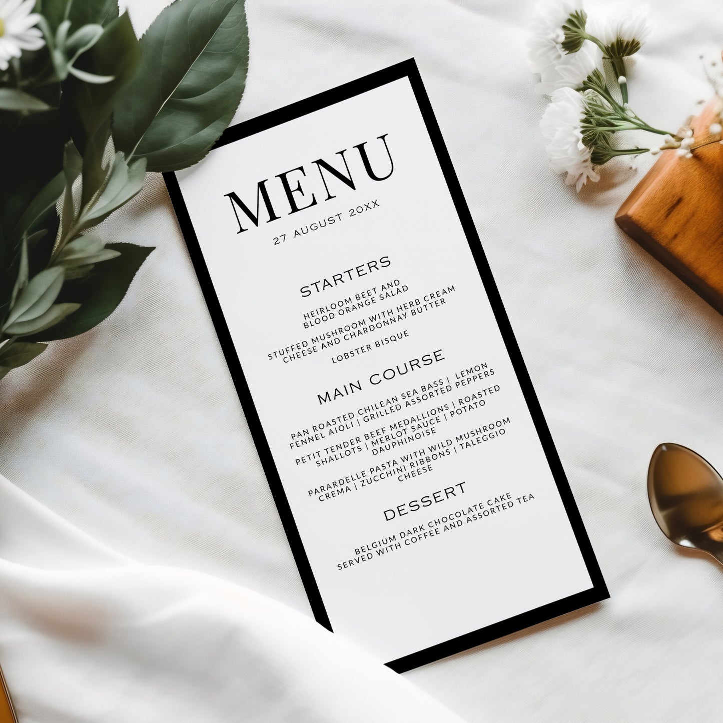 Black & White Menu Template