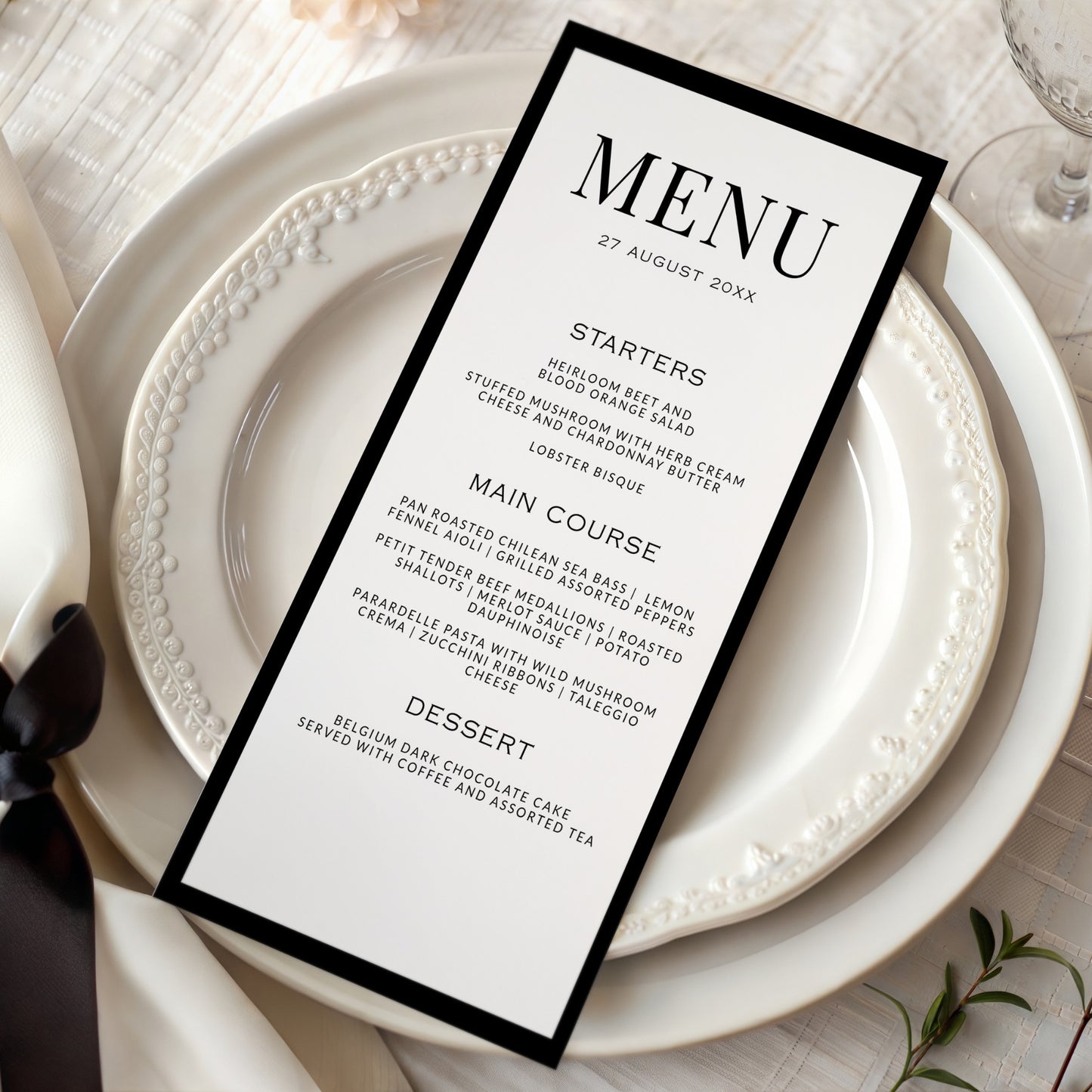 Black & White Menu Template