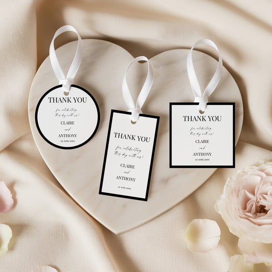 Black & White Favour Tags and Stickers Template