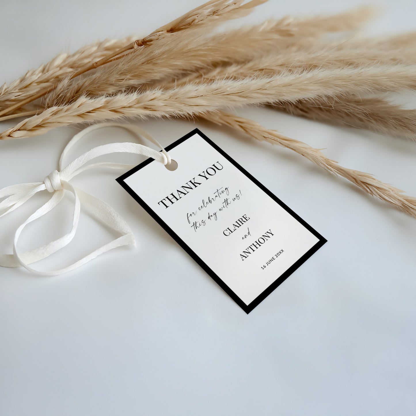 Black & White Favour Tags and Stickers Template