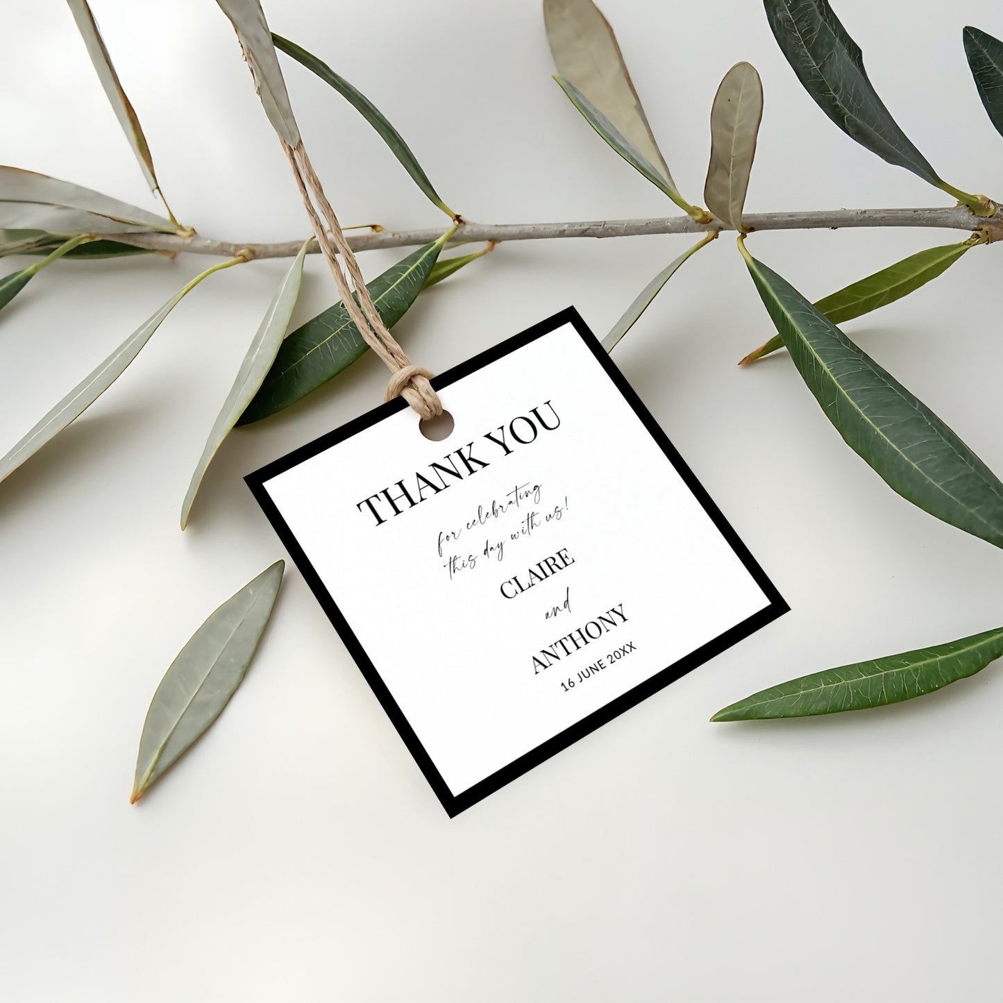 Black & White Favour Tags and Stickers Template