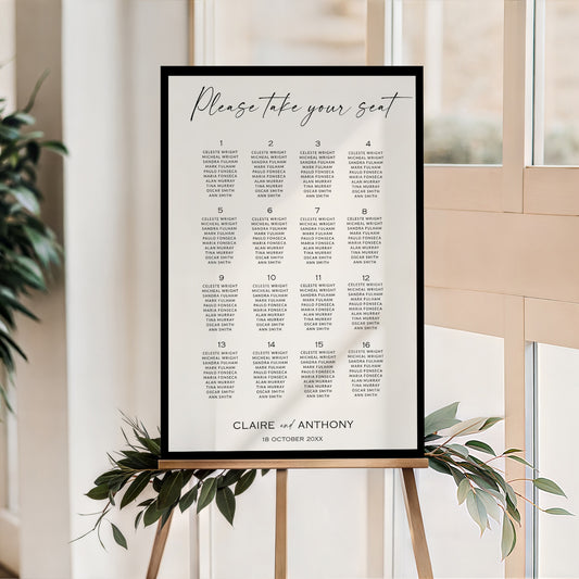 Black & White Seating Chart Template