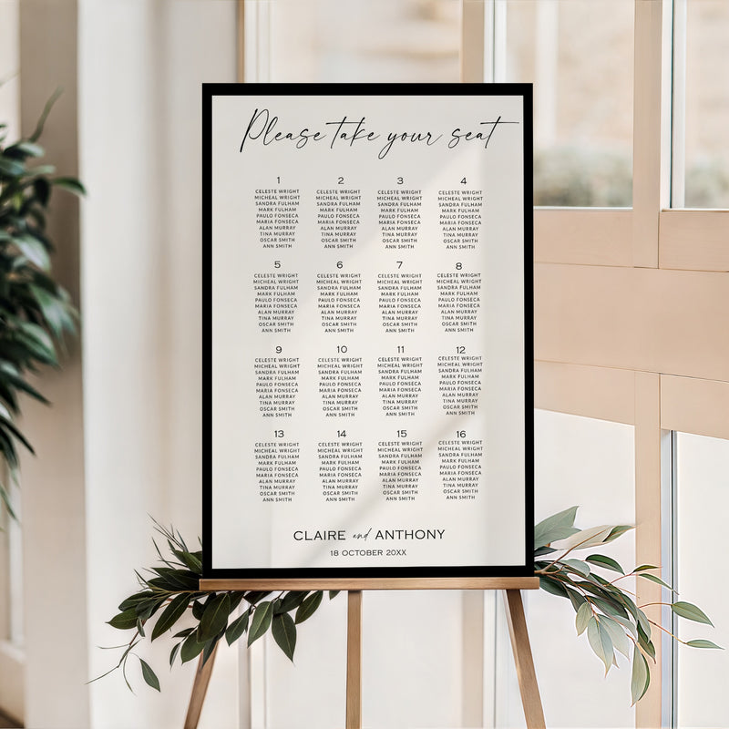 Black & White Seating Chart Template