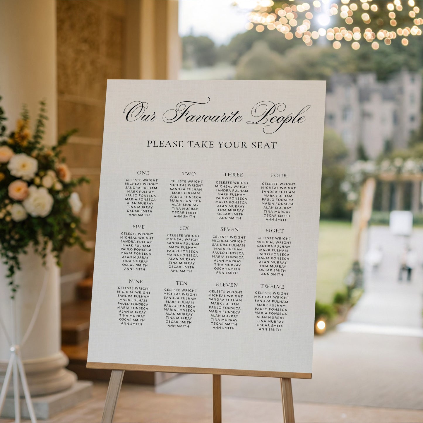 Classic Ivory Seating Chart Template