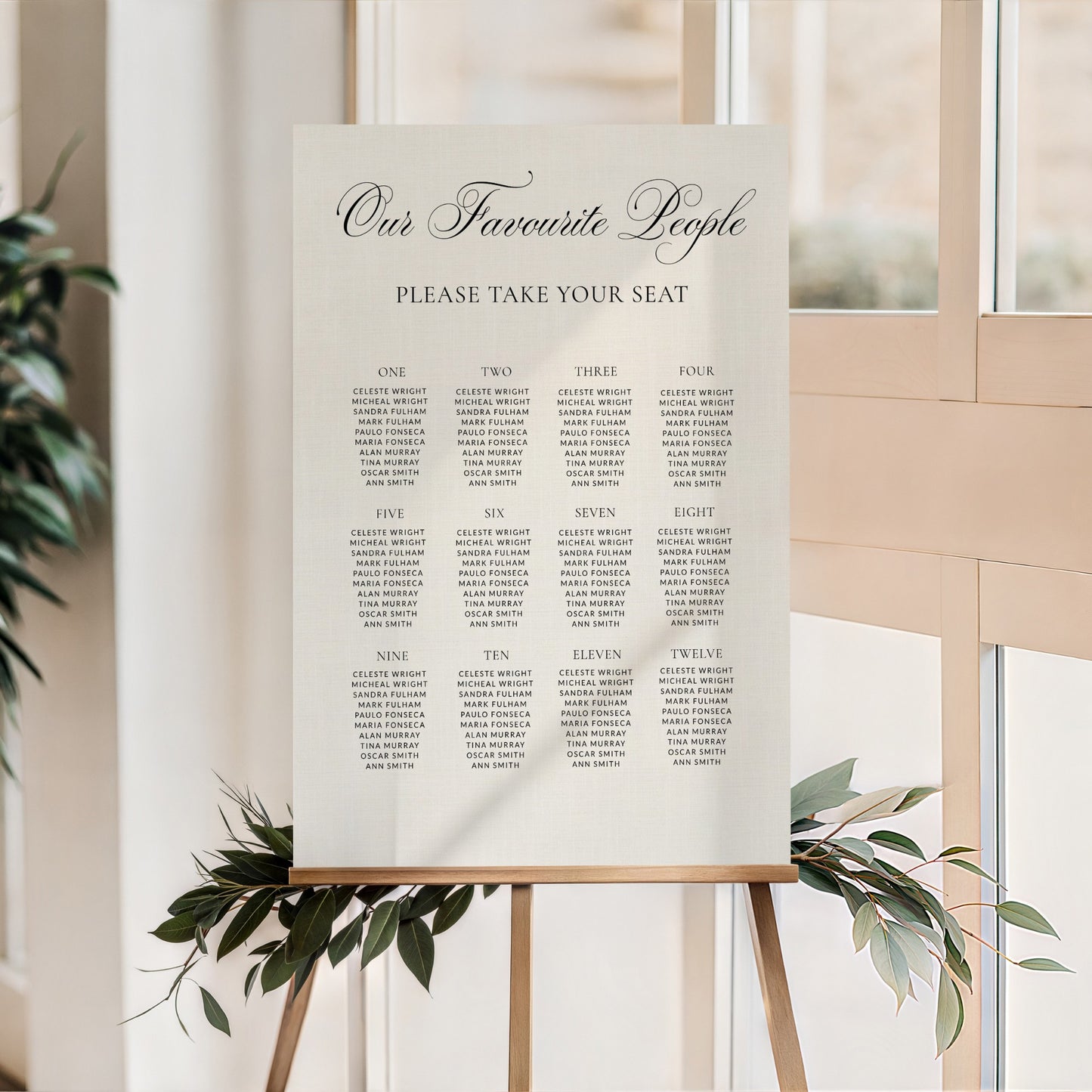 Classic Ivory Seating Chart Template