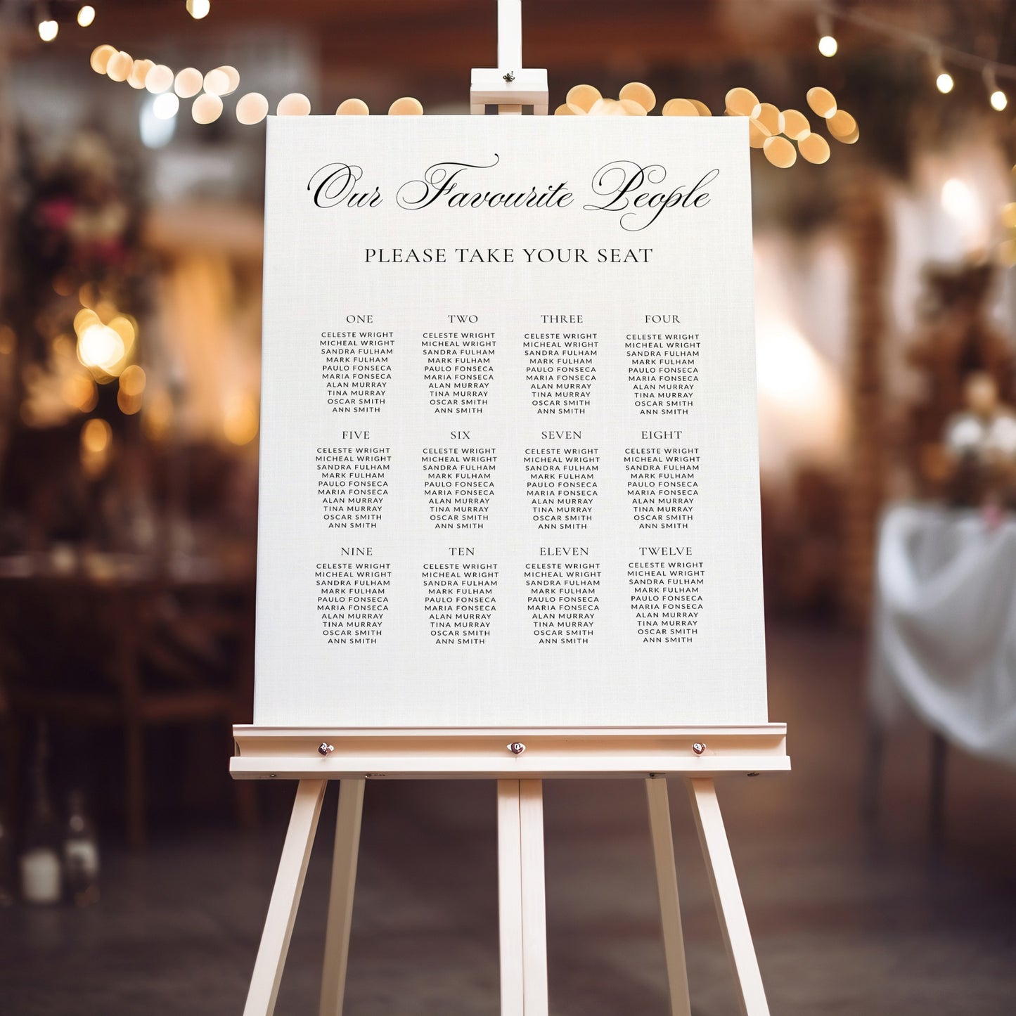 Classic Ivory Seating Chart Template