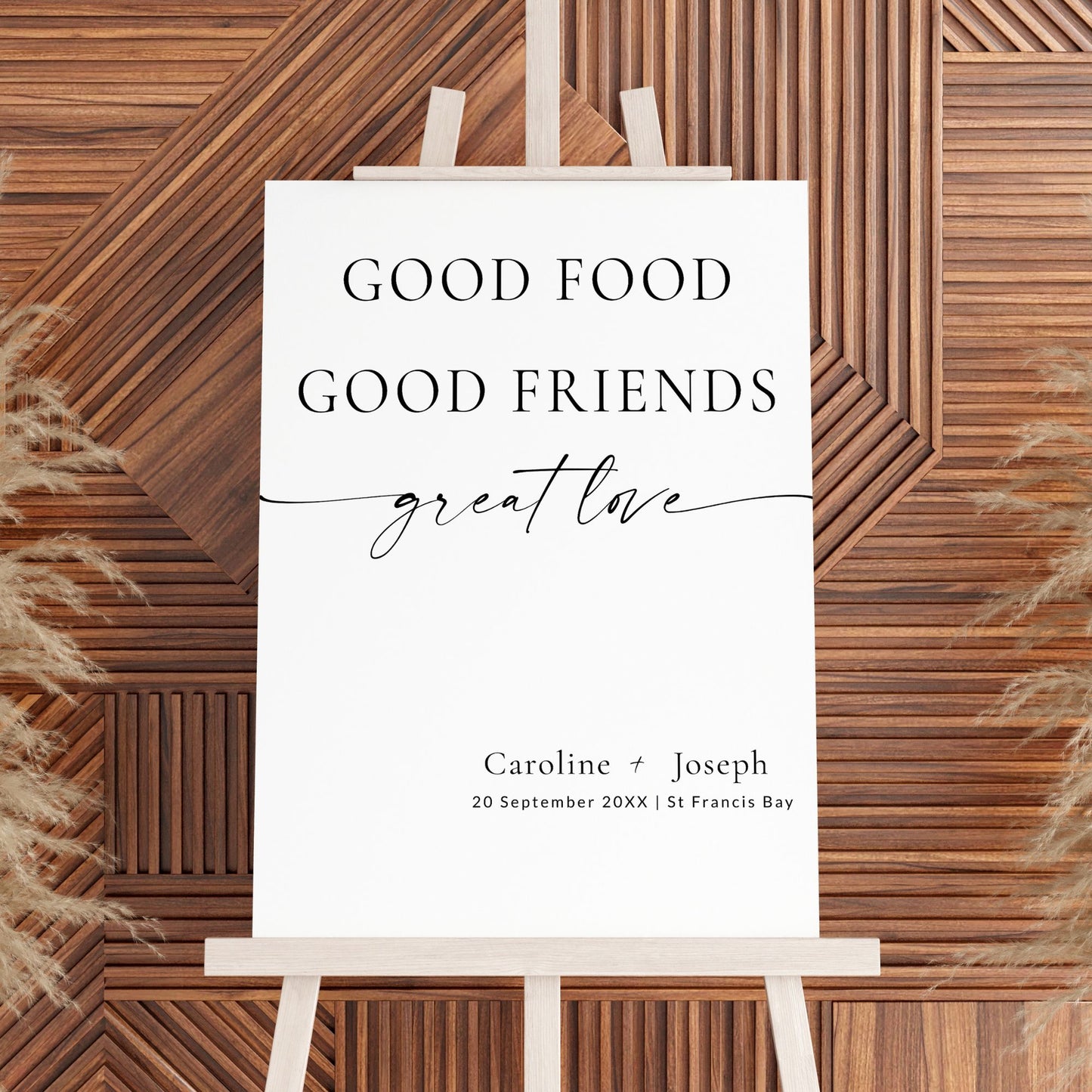 Good Food Good Friends Wedding Welcome Sign Template