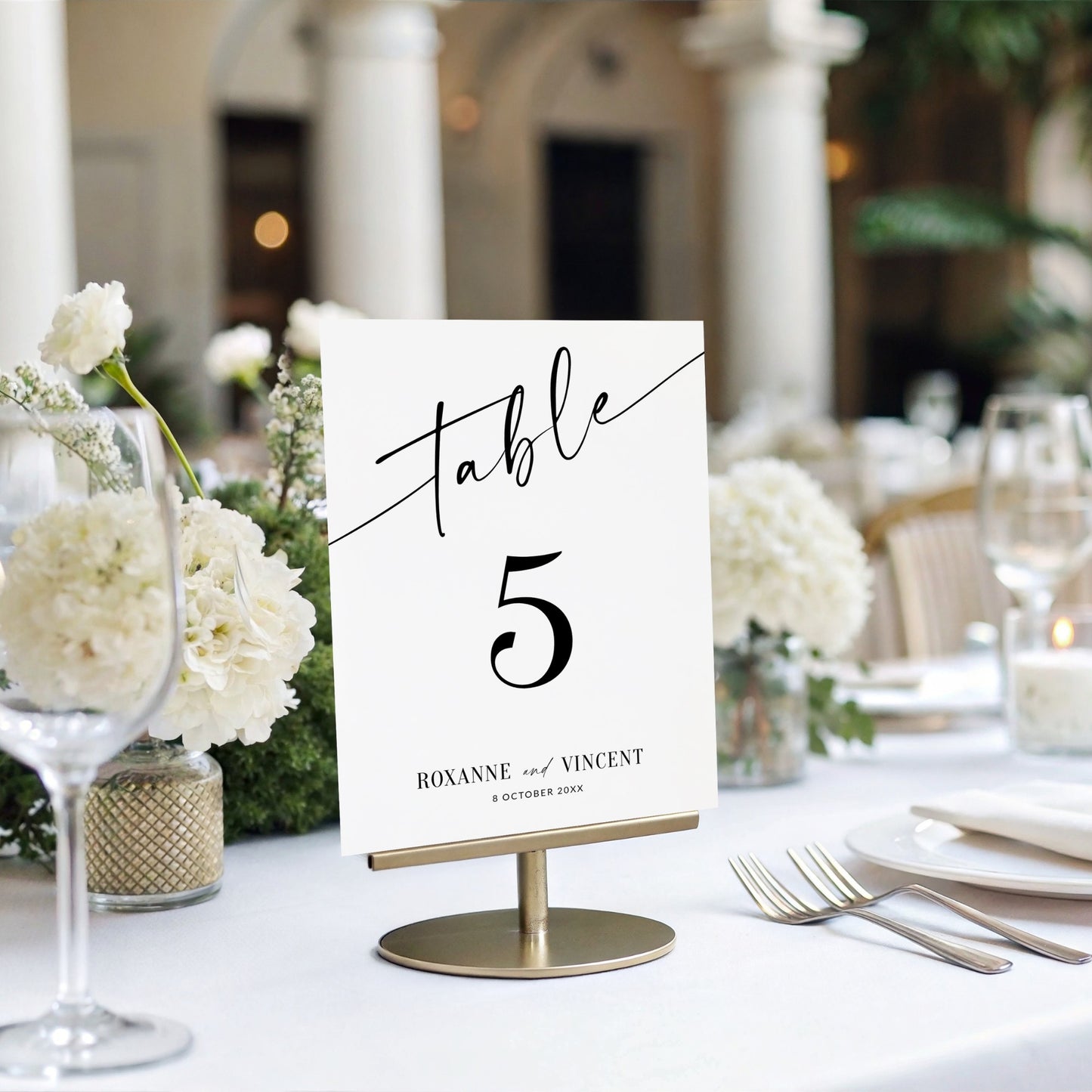 Modern Script Table Number template