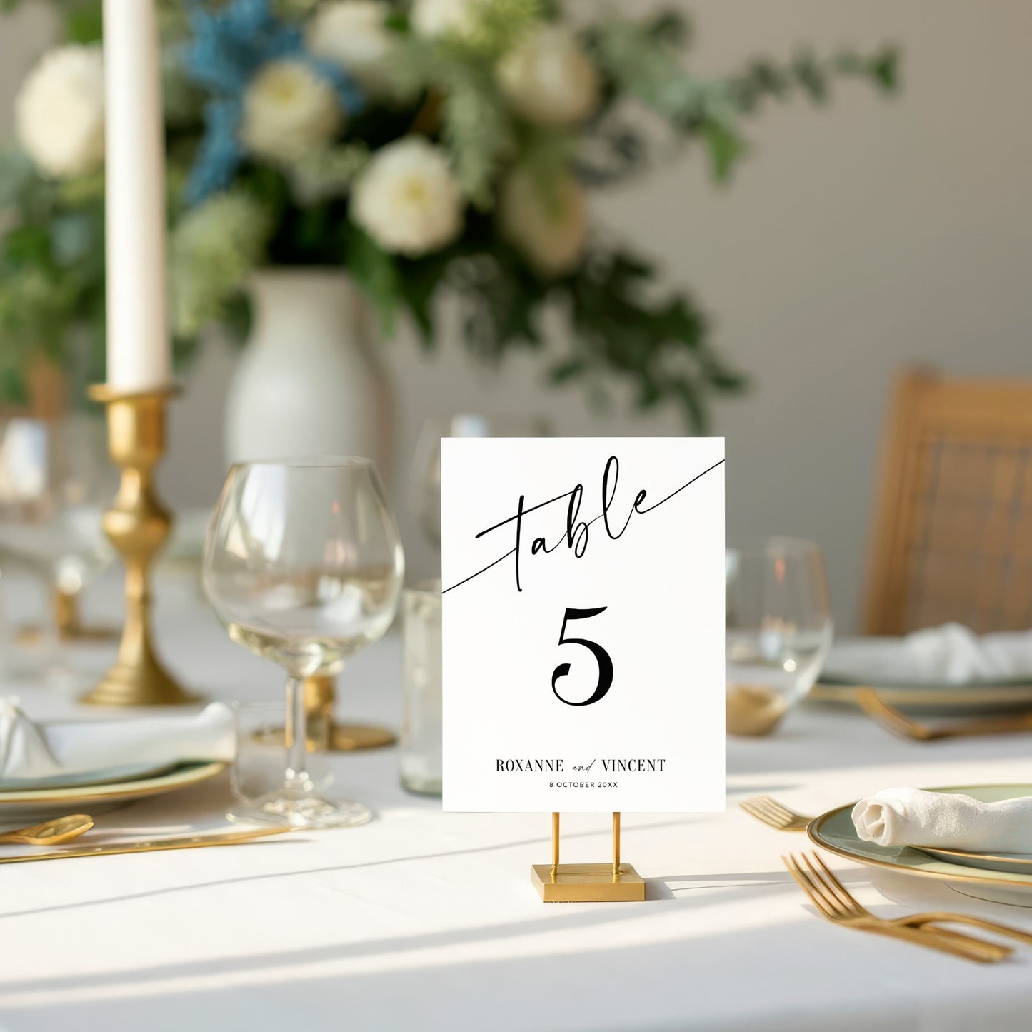 Modern Script Table Number template