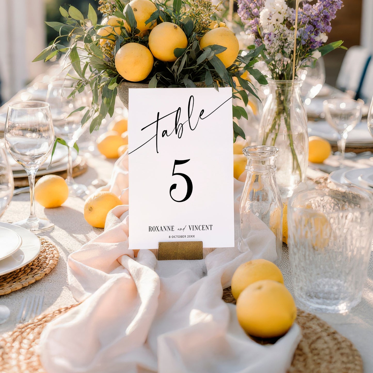 Modern Script Table Number template