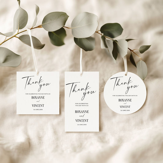 Modern Script Favour Tags and Stickers Template