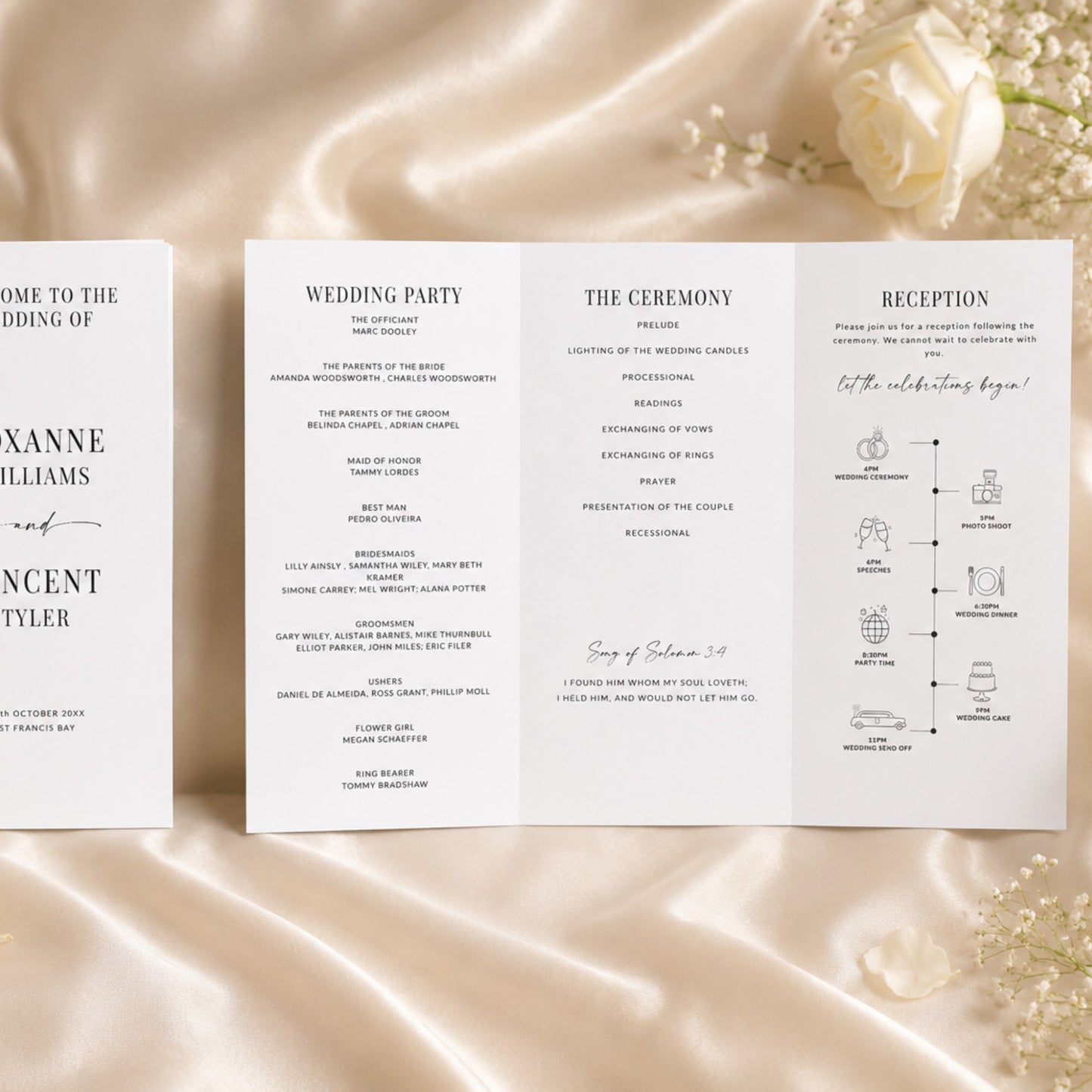 Modern Script Trifold Program template