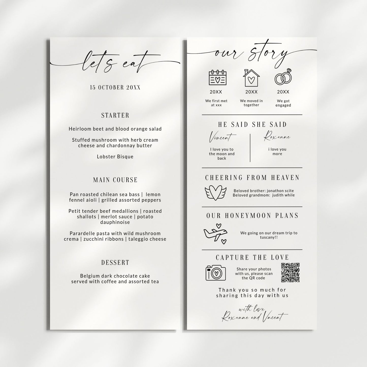 Modern Script Fun Facts Menu Template
