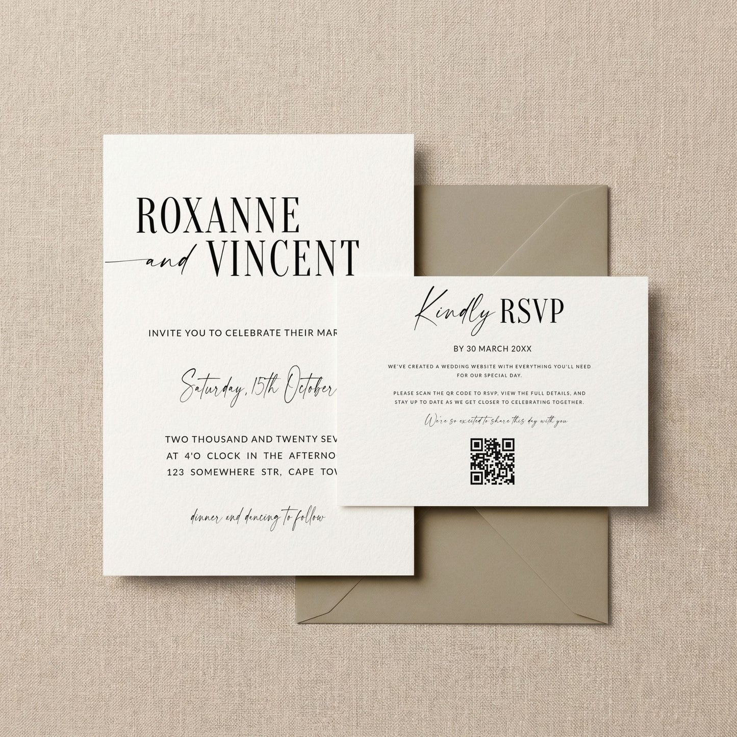Modern Script Wedding Invitation Template