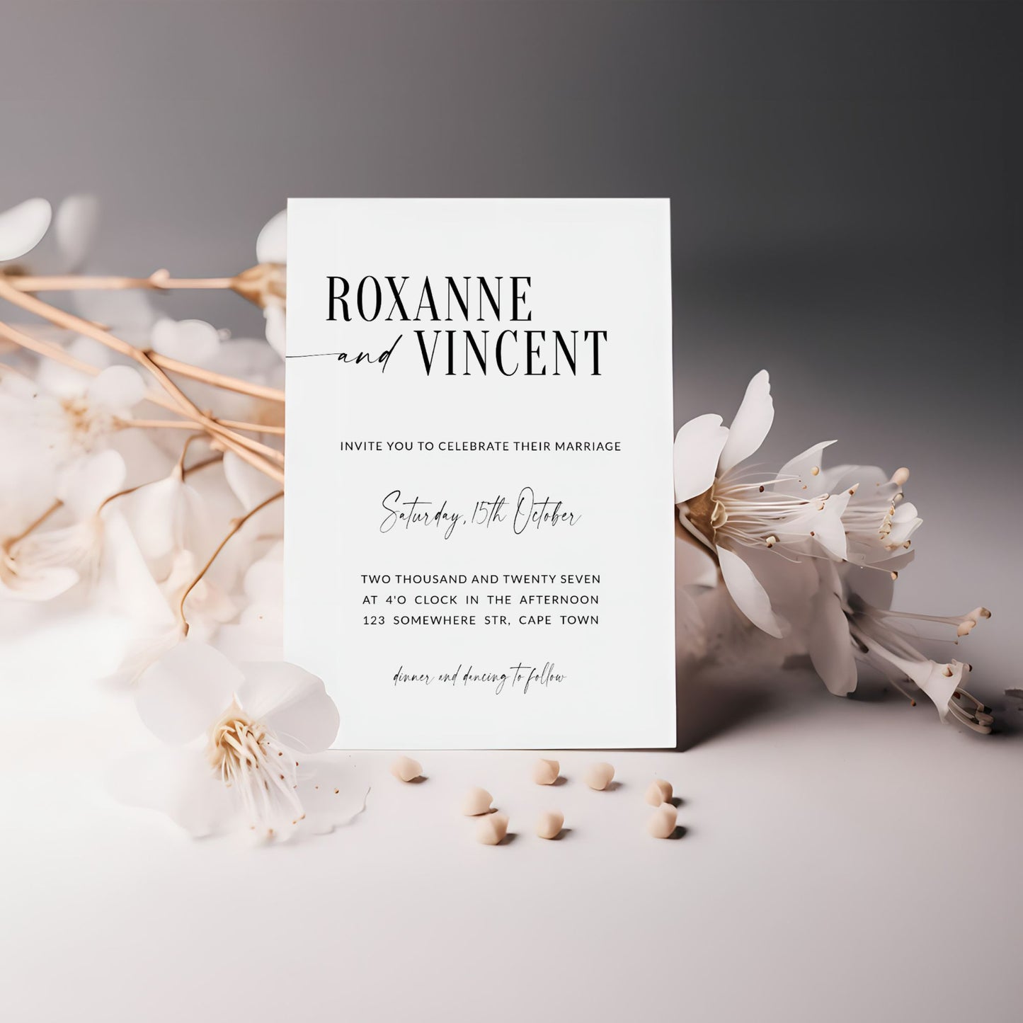 Modern Script Wedding Invitation Template