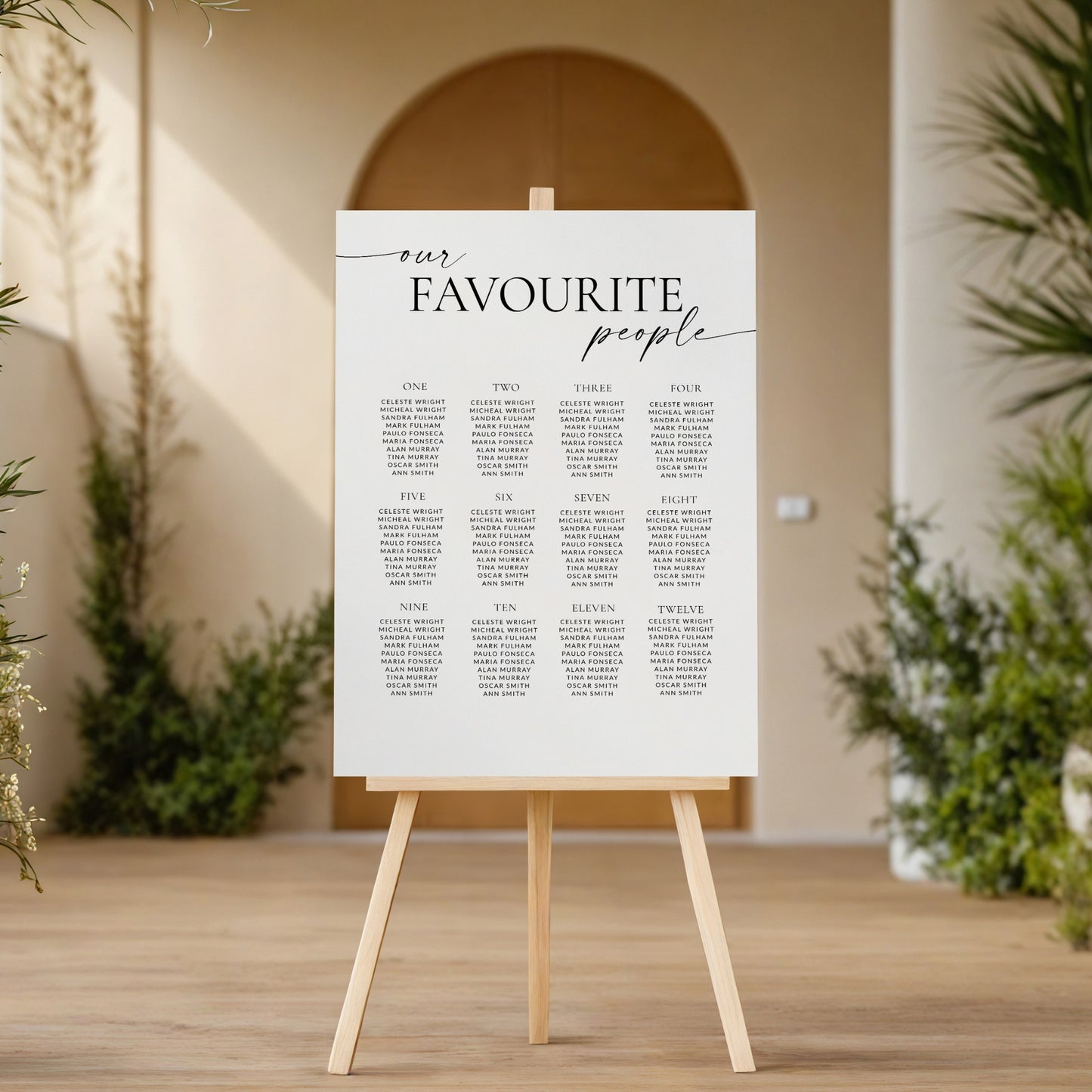 Modern Script Seating Chart Template