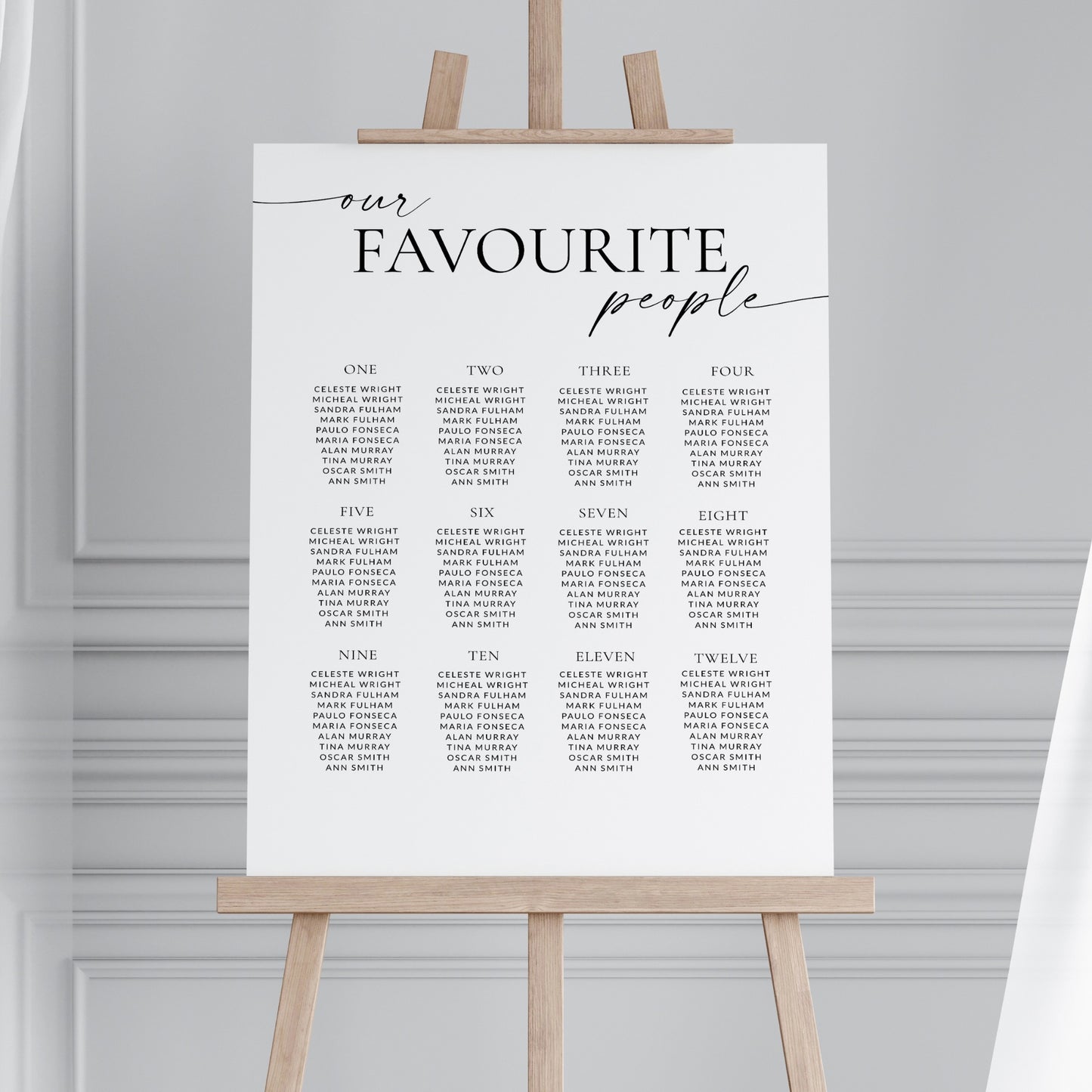 Modern Script Seating Chart Template