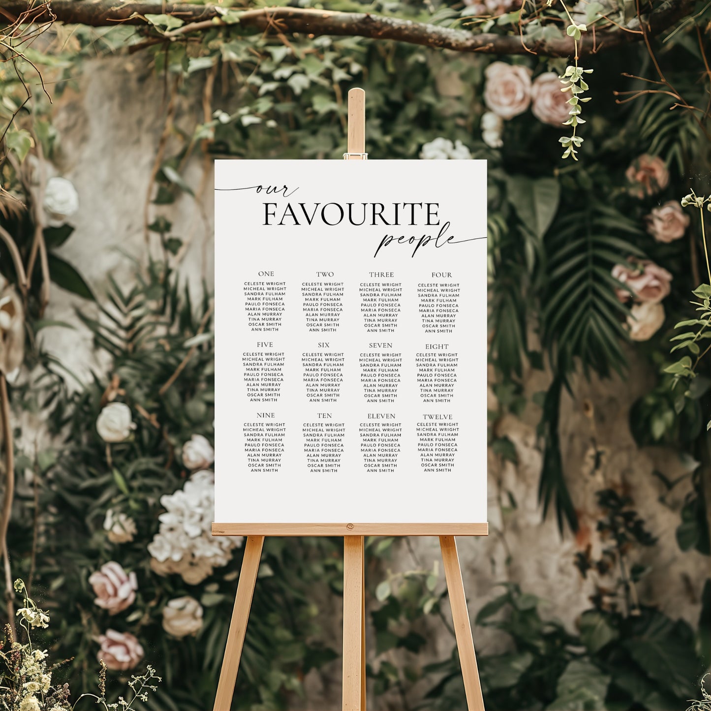 Modern Script Seating Chart Template