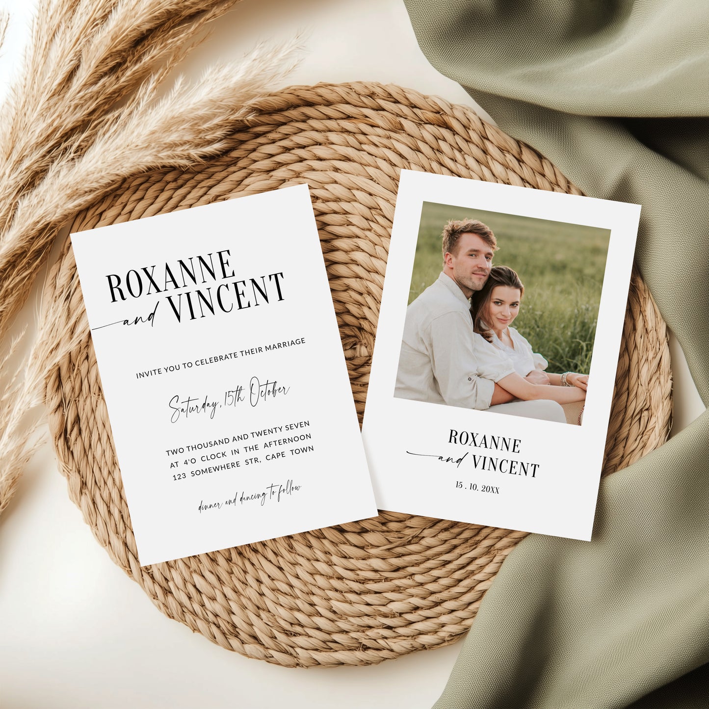 Modern Script Wedding Invitation Template