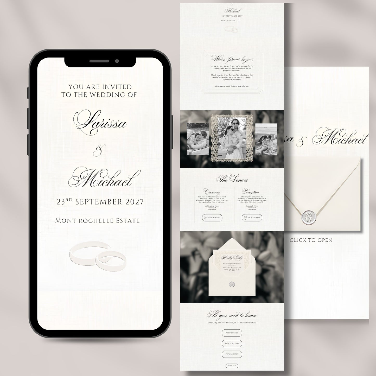Classic Ivory Wedding Website Template