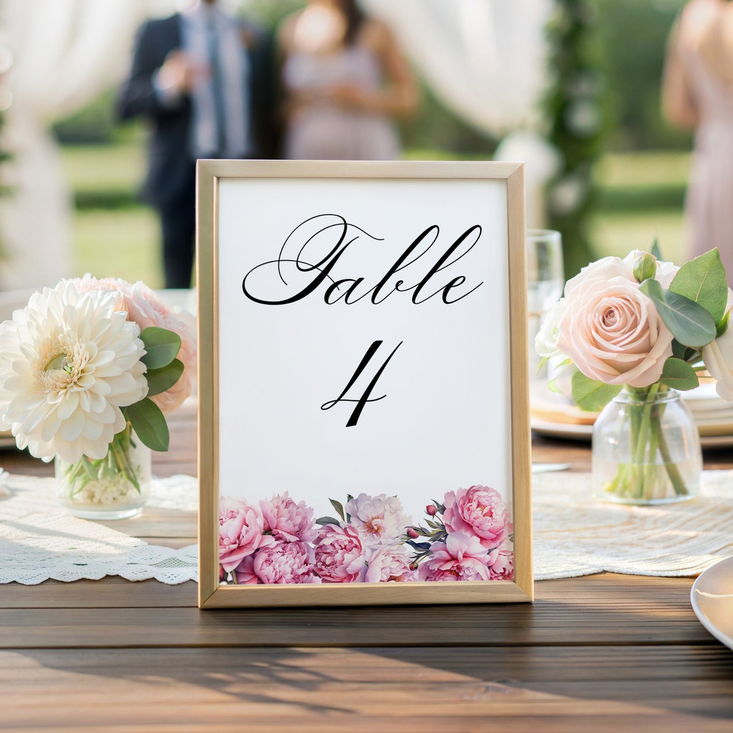Pink Peony Table Number template