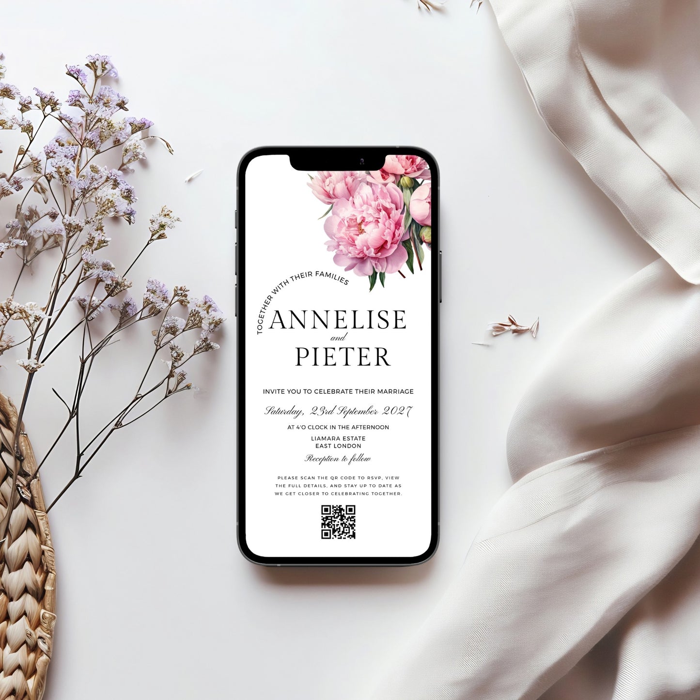 Pink Peony Wedding Stationery Essentials Set
