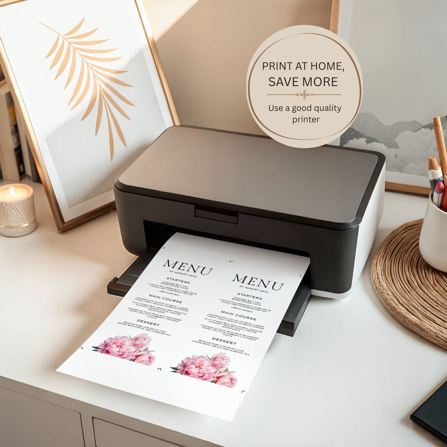 Pink Peony Menu Template