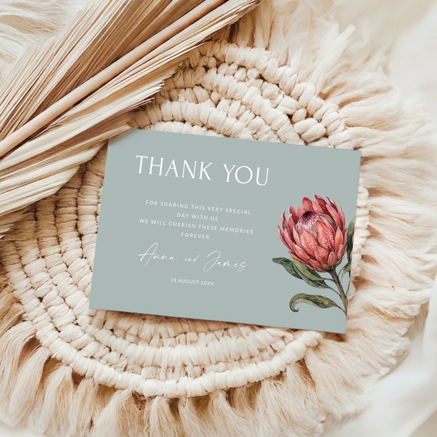 Protea Thank you Card Template