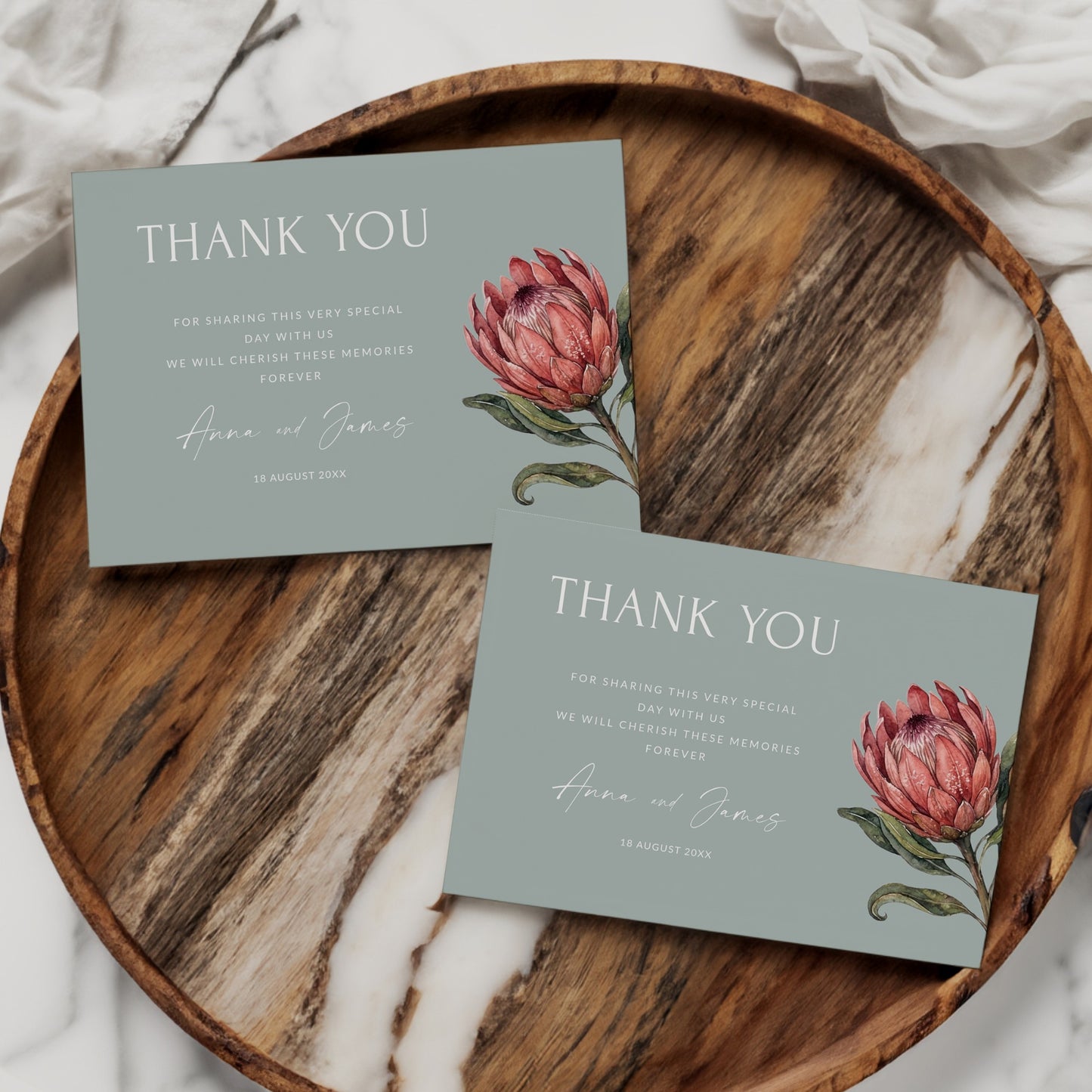 Protea Thank you Card Template