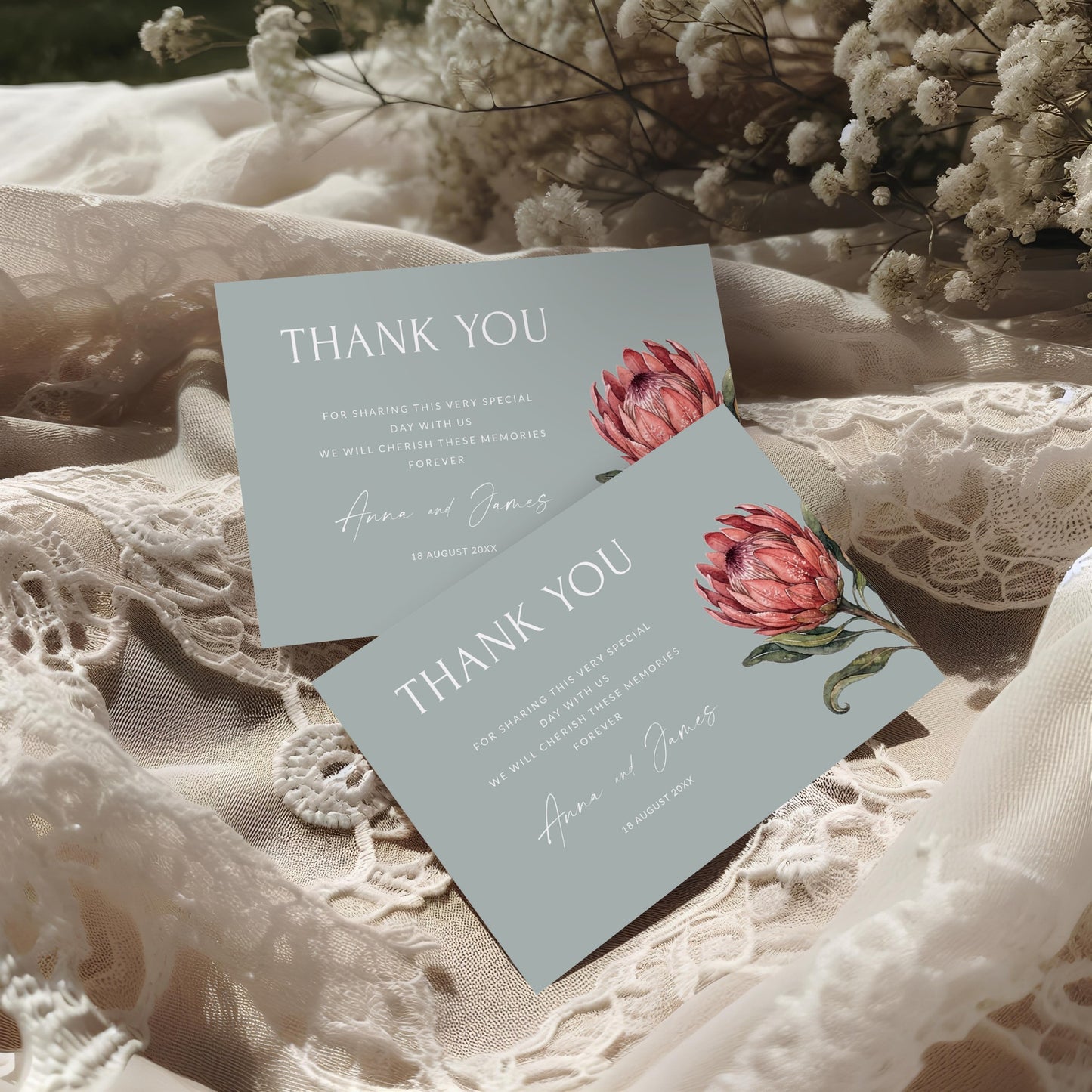 Protea Thank you Card Template