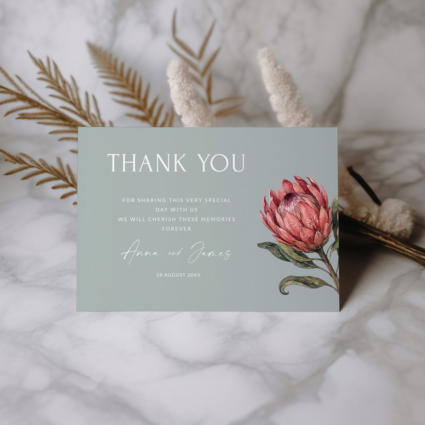 Protea Thank you Card Template