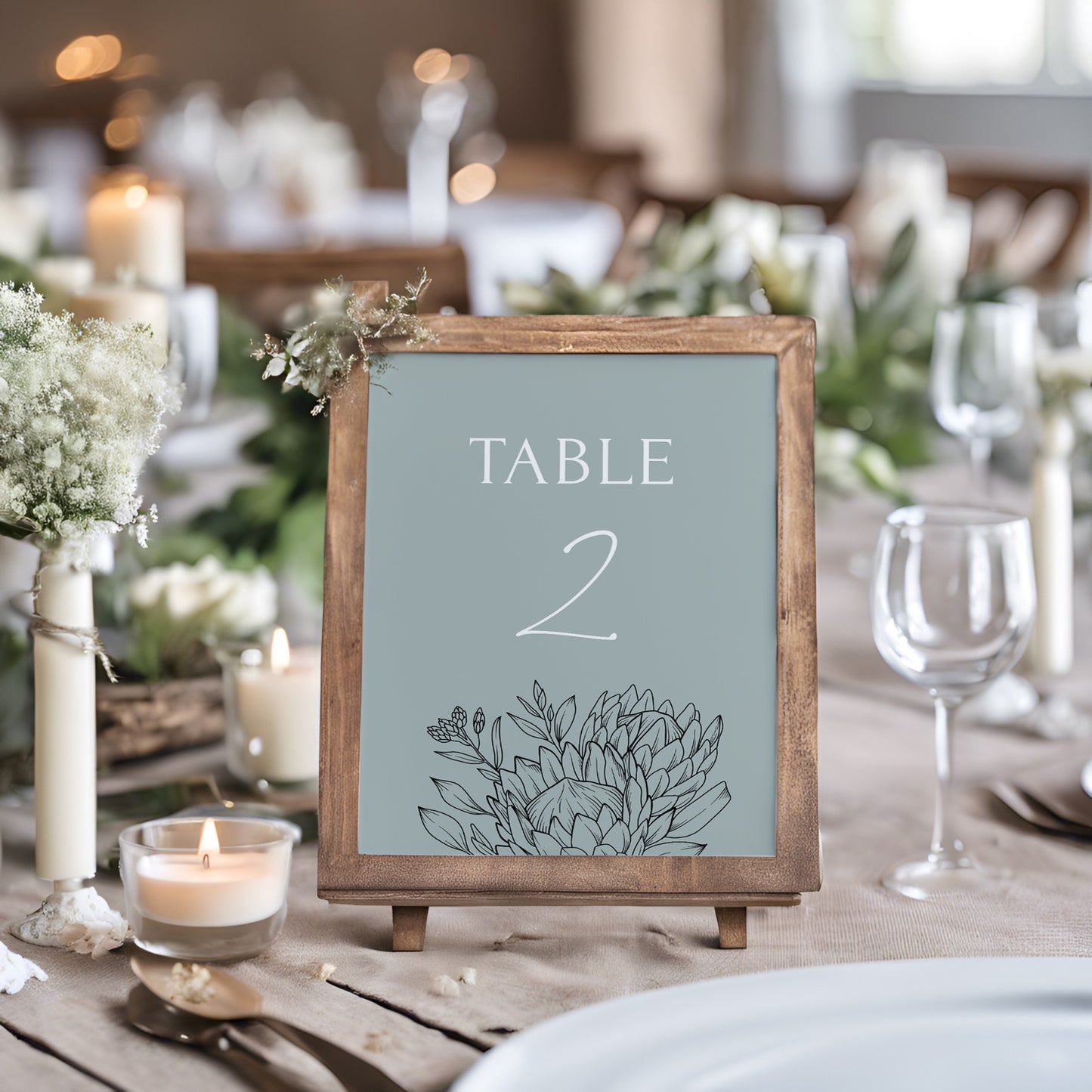 Protea Table Number template
