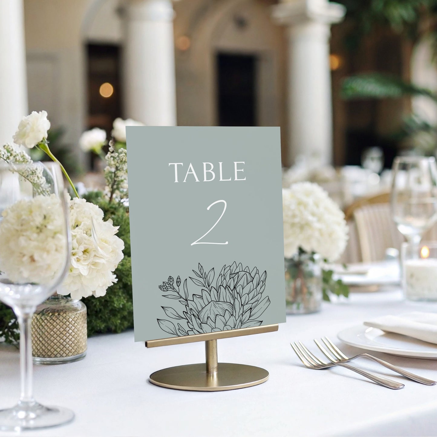 Protea Table Number template