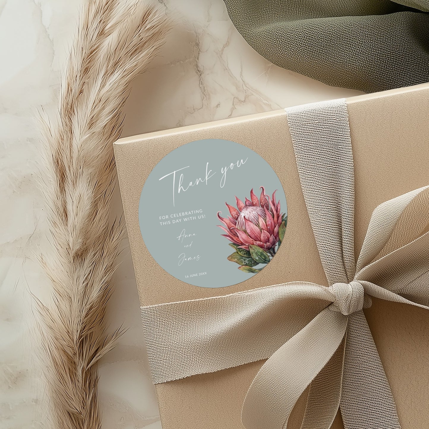 Protea Favour Tags and Stickers Template