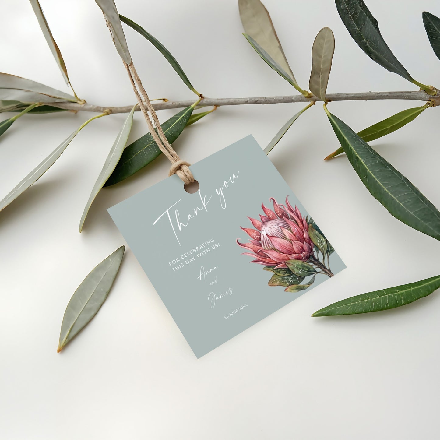 Protea Favour Tags and Stickers Template