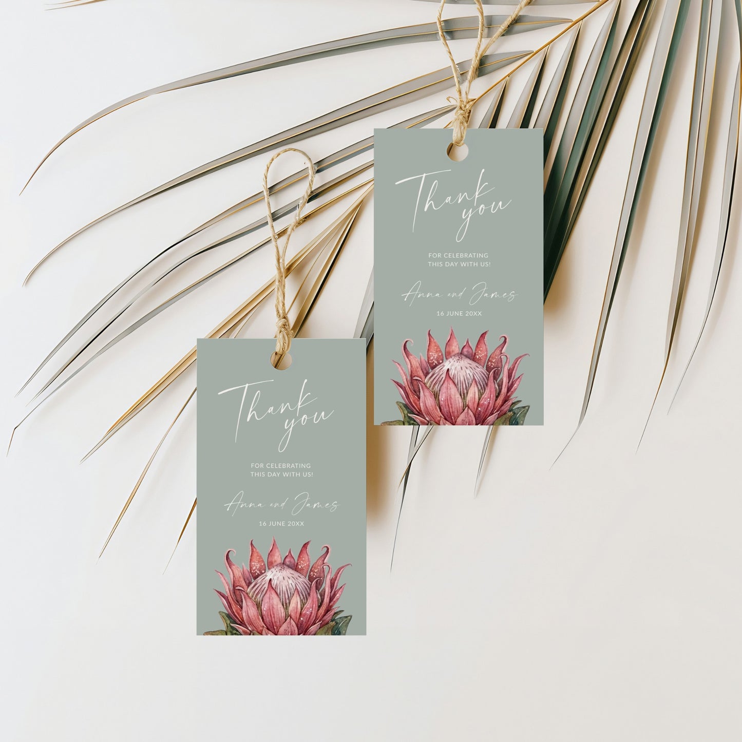 Protea Favour Tags and Stickers Template