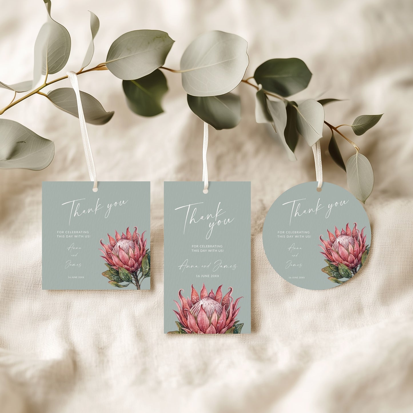 Protea Favour Tags and Stickers Template