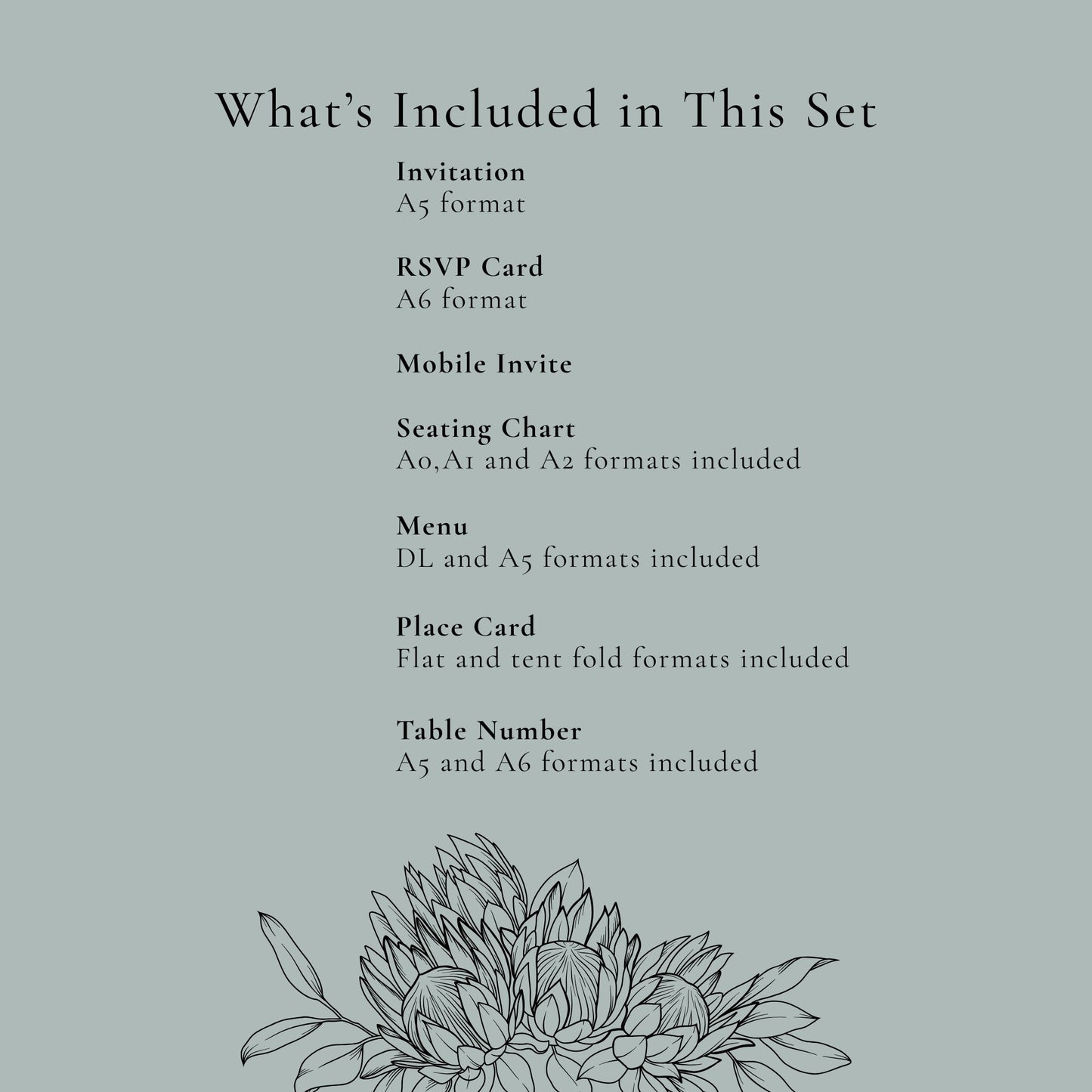 Protea Wedding Stationery Essentials Set