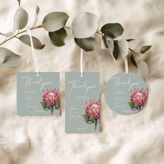 Protea Favour Tags and Stickers Template