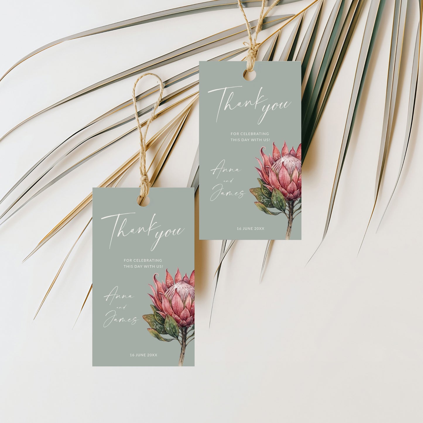 Protea Favour Tags and Stickers Template