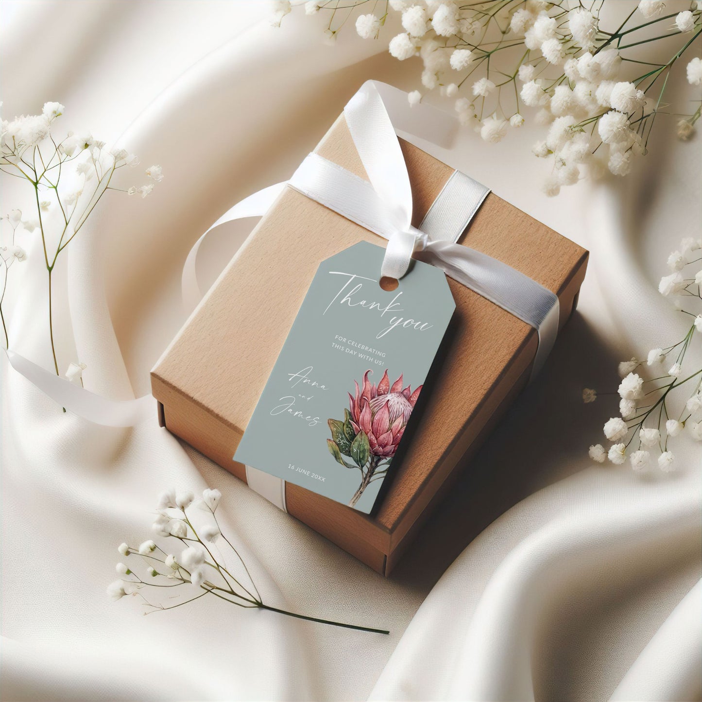 Protea Favour Tags and Stickers Template
