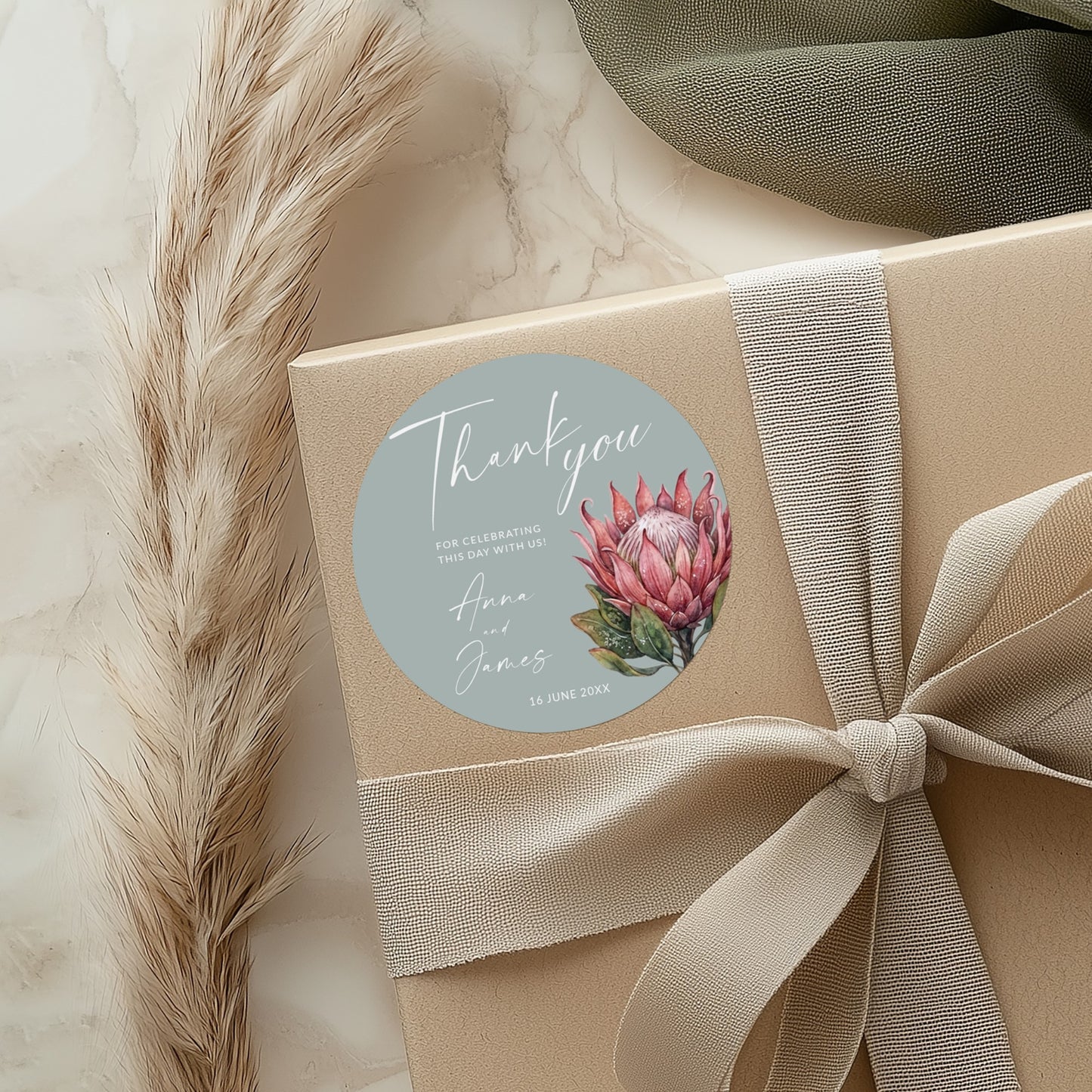 Protea Favour Tags and Stickers Template