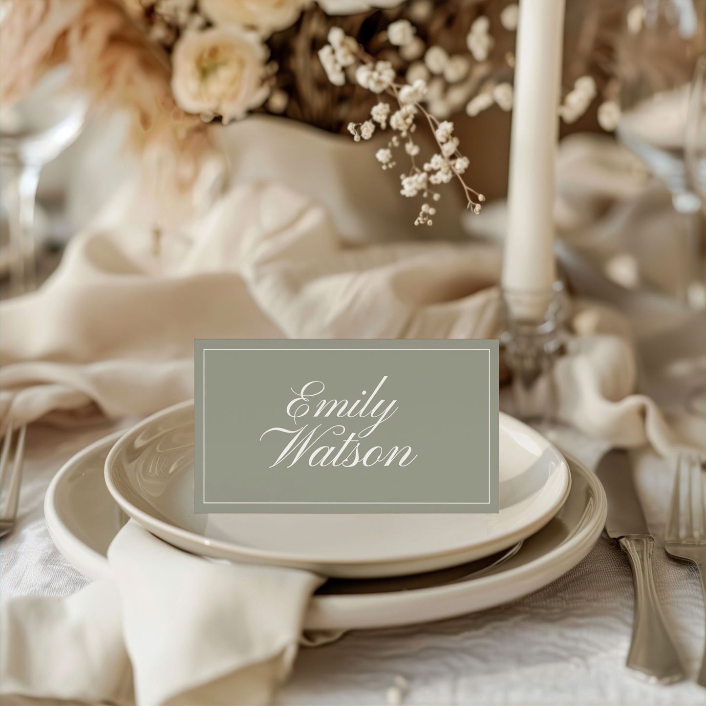 Soft Sage Place Card template