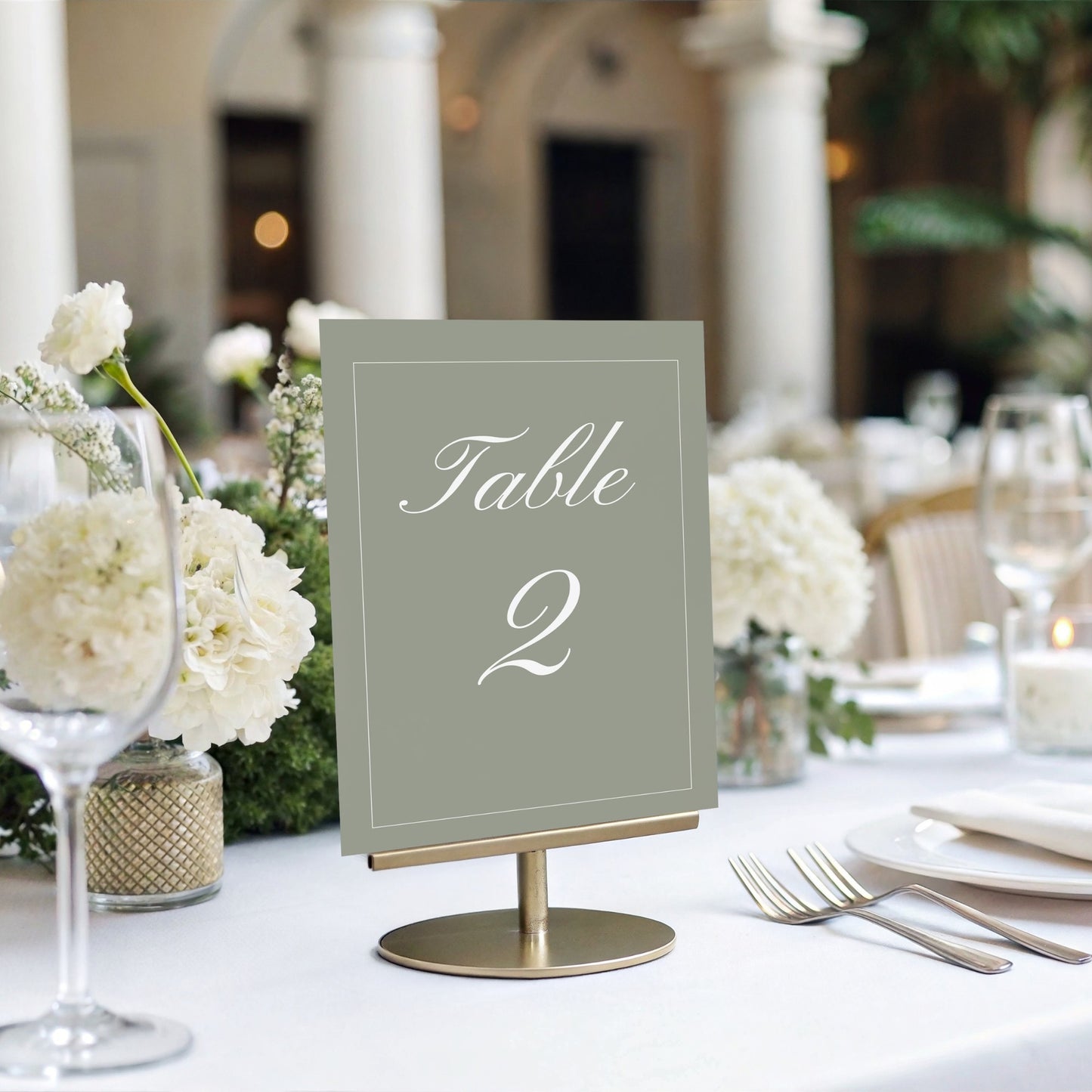 Soft Sage Table Number template