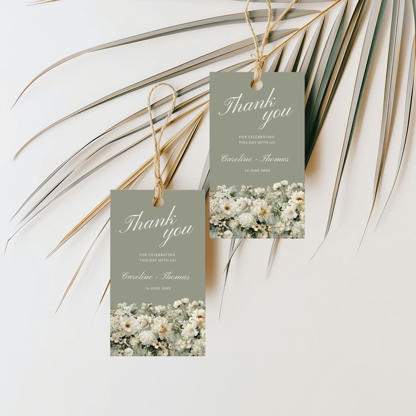 Soft Sage Favour Tags and Stickers Template