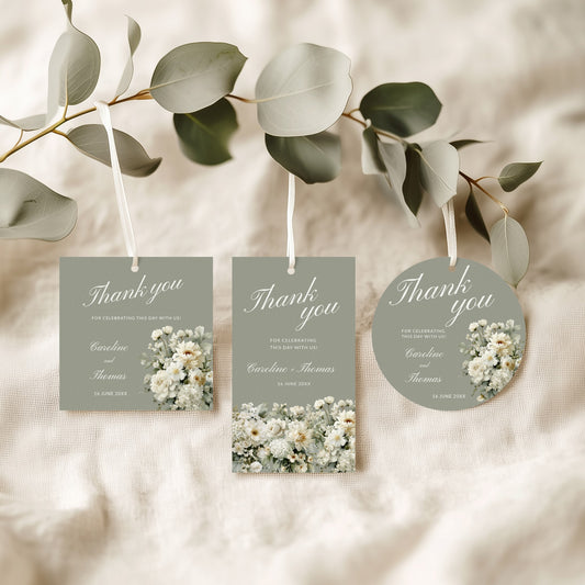 Soft Sage Favour Tags and Stickers Template