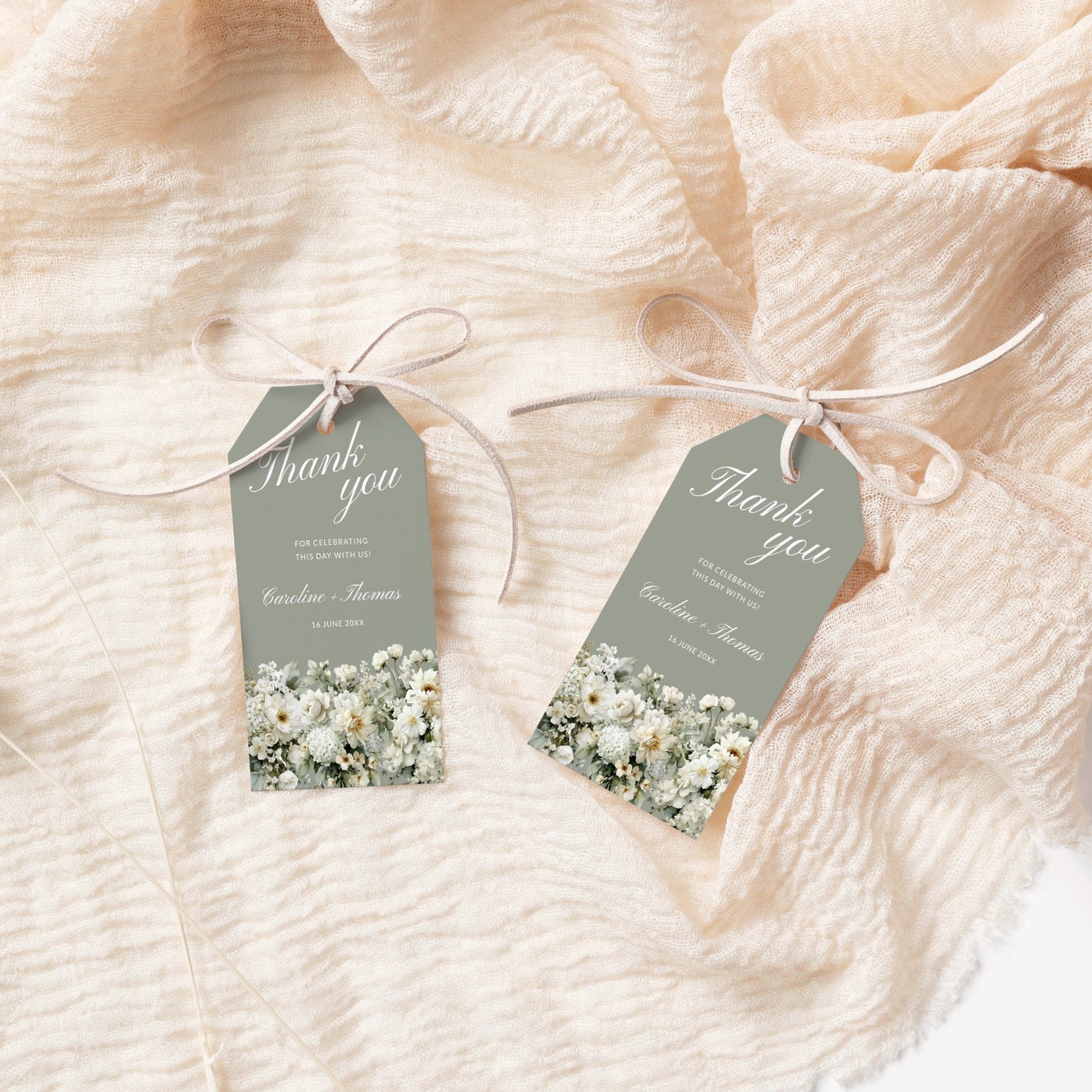 Soft Sage Favour Tags and Stickers Template